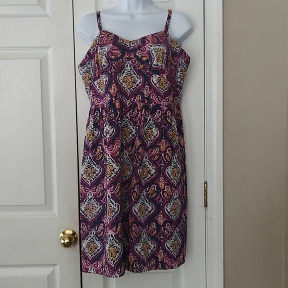 J. Crew Factory  paisley summer fall bohemian dress Sz 14 - Picture 1 of 6